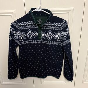 Boy’s Navy and White Patterned Zip-Up Sweater